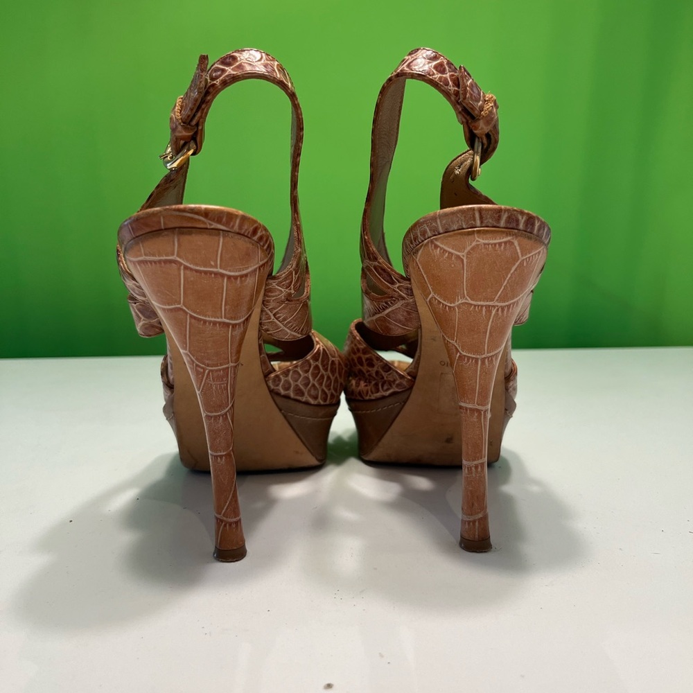 Brown/beige 🐊 platform sandals - leather made in Italy
